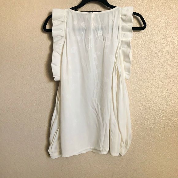 Maje NWT Loyd Cold Shoulder Top Ivory Ruffle Shirt - Picture 5 of 8
